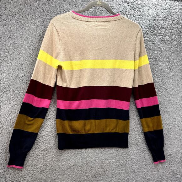 Faherty Ollie Small Knit Sweater Cashmere Blend Horizontal Stripes Crew Neck - Picture 9 of 10